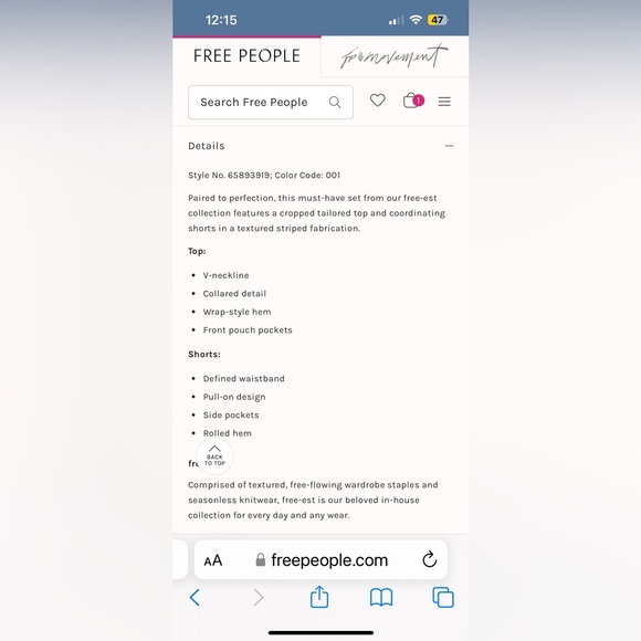 NWOT FREE PEOPLE Stay Cool Set In Black MSRP $98 Size L - Picture 5 of 16